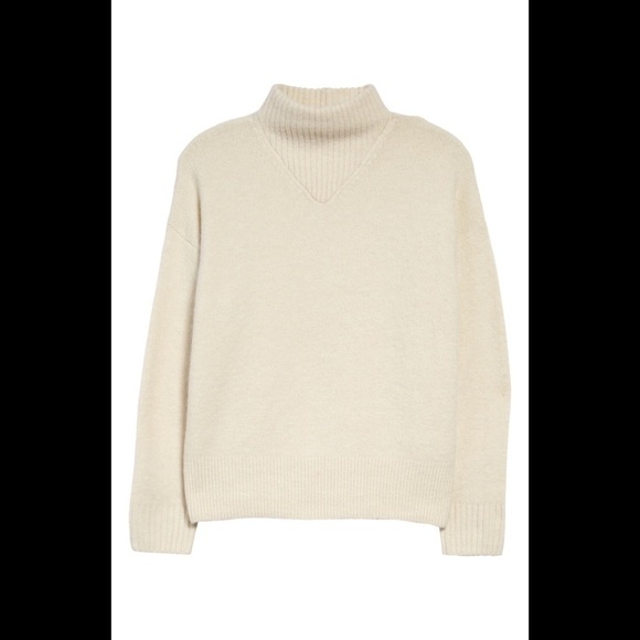 Madewell Dillon Mock Neck Pullover Sweater/ Heather Eggshell S - Picture 1 of 5